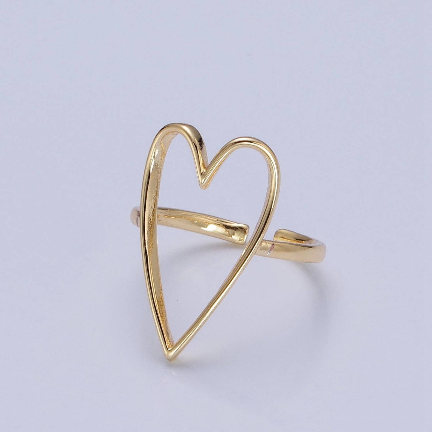 Minimalist Gold Heart Shaped Band Adjustable Ring