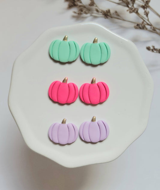 The Colorful Pumpkin Studs- Fall Polymer Clay Earrings