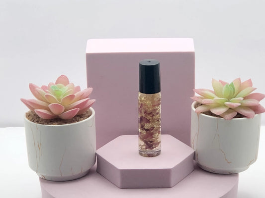 Pink Rose Petals with Gold Flakes Lip Oil