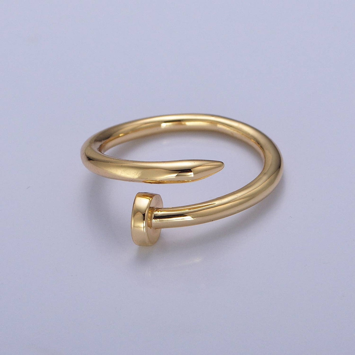 Unique Minimalist Plain Gold Bended Nail Stacking Ring