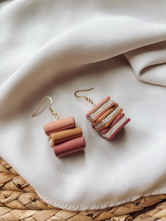 Autumn Stacked Book Earrings, Bookish, Fall Earrings